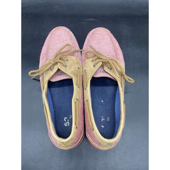 Sperry 2-Eye Top Sider Boat Shoes Mens Size 12 Red Canvas STS18768 - Picture 5 of 7